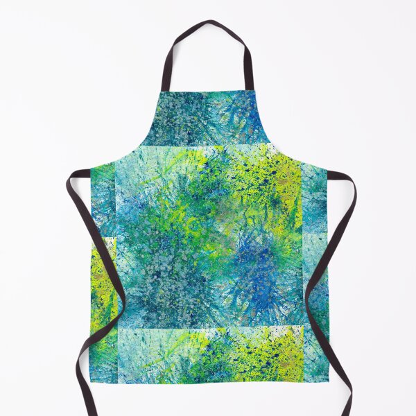 Item preview, Our Earth Is Always Breathing #532 Original Hand-painted Abstract Painting Detail 4 In Teal Blue Green Yellow Inspired By Gaia Spring Summer Mother Nature Forest Aquatic Plants Bohemian Boho Pattern designed and sold by Rainbow Artist Orlando L.