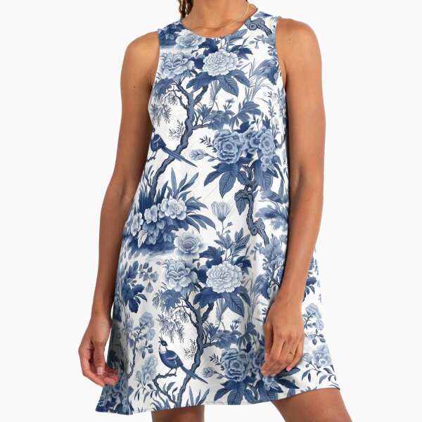 Blue and White Chinoiserie" A-Line Dress for Sale by YourPattern | Redbubble Blue and White Chinoiserie" A-Line Dress for Sale by YourPattern | Redbubble