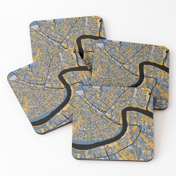 Item preview, New Orleans Map Pattern in Blue & Gold designed and sold by PatternMaps.