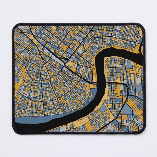Item preview, New Orleans Map Pattern in Blue & Gold designed and sold by PatternMaps.