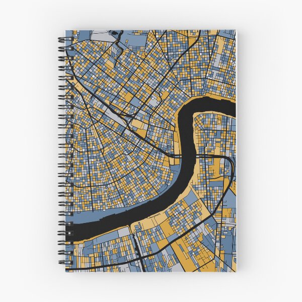 Item preview, Patrón de mapa de Nueva Orleans en azul y dorado designed and sold by PatternMaps.