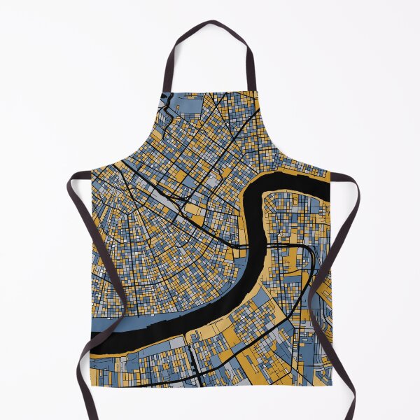 Item preview, New Orleans Map Pattern in Blue & Gold designed and sold by PatternMaps.
