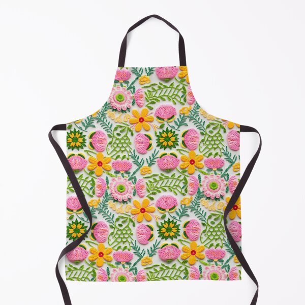 Item preview, Yellow and pink flowers embroidery wool thread style designed and sold by Trendy-Artistry.