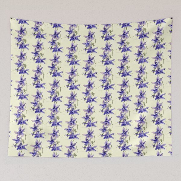 Item preview, Blue Columbine (aquilegia) flowers watercolour painting designed and sold by esvb.