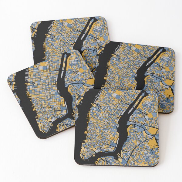 Item preview, New York Map Pattern in Blue & Gold designed and sold by PatternMaps.