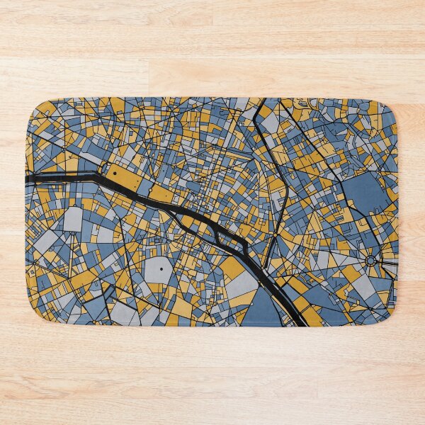 Item preview, Paris Map Pattern in Blue & Gold designed and sold by PatternMaps.