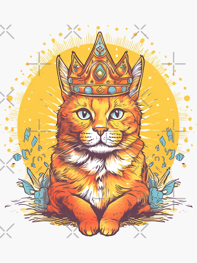 Orange Tabby Sticker,Orange Tabby with Crown Sticker, Cat Bubble
