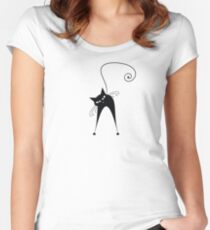 Black cat silhouette Women's Fitted Scoop T-Shirt
