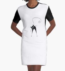 Black cat silhouette Graphic T-Shirt Dress