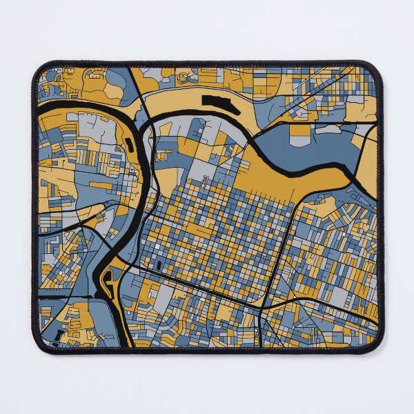 Item preview, Sacramento Map Pattern in Blue & Gold designed and sold by PatternMaps.