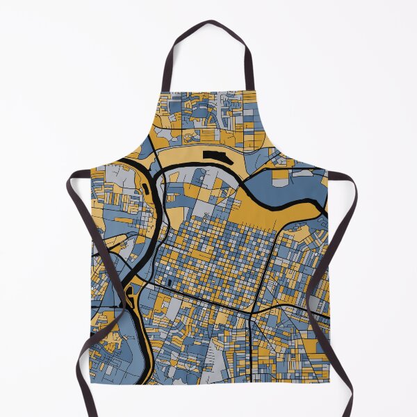 Item preview, Sacramento Map Pattern in Blue & Gold designed and sold by PatternMaps.