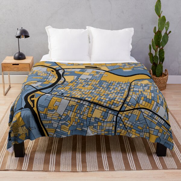 Item preview, Patrón de mapa de Sacramento en azul y dorado designed and sold by PatternMaps.