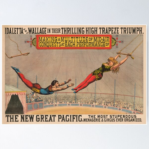 Item preview, STK501883A-Vintage circus poster of trapeze performers. designed and sold by StocktrekImages.