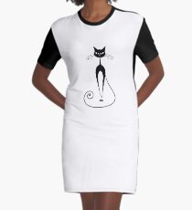 Black cat silhouette Graphic T-Shirt Dress