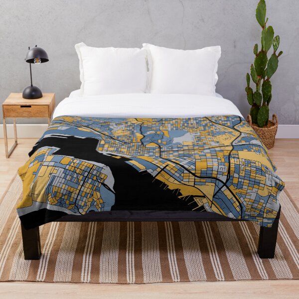 Artikelvorschau, San Diego-Kartenmuster in Blau und Gold entworfen und verkauft von PatternMaps.