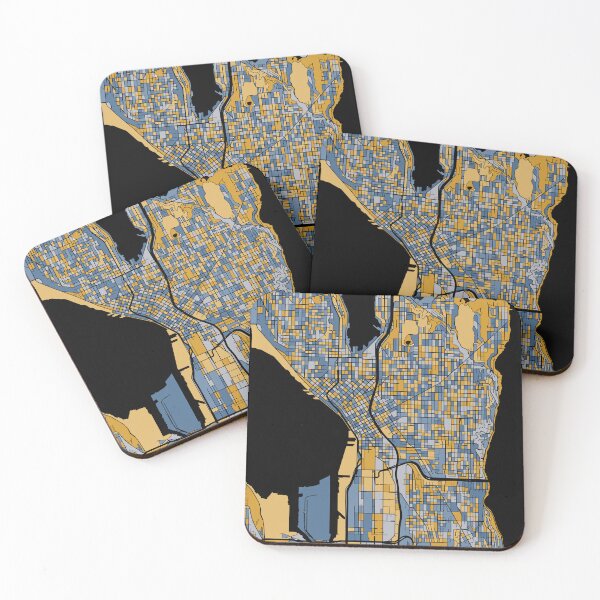 Item preview, Seattle Map Pattern in Blue & Gold designed and sold by PatternMaps.