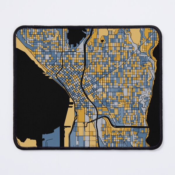 Item preview, Seattle Map Pattern in Blue & Gold designed and sold by PatternMaps.