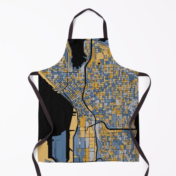 Item preview, Seattle Map Pattern in Blue & Gold designed and sold by PatternMaps.
