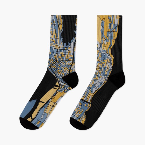 Item preview, Seattle Map Pattern in Blue & Gold designed and sold by PatternMaps.