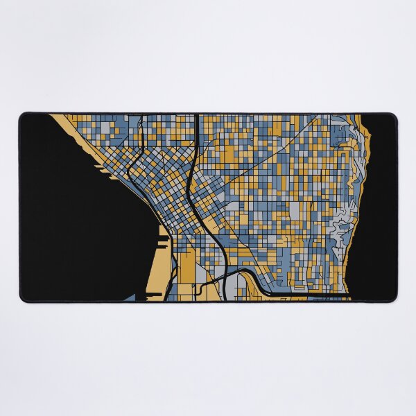 Item preview, Seattle Map Pattern in Blue & Gold designed and sold by PatternMaps.