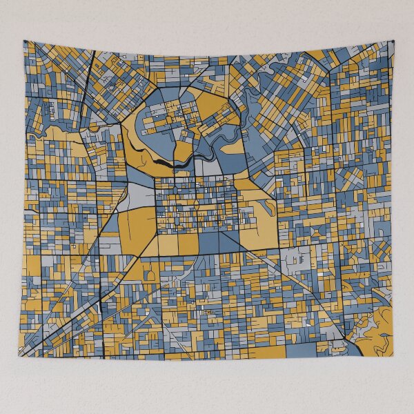Item preview, Adelaide Map Pattern in Blue & Gold designed and sold by PatternMaps.