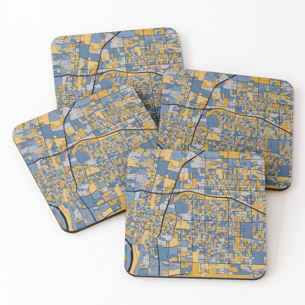Item preview, Albuquerque Map Pattern in Blue & Gold designed and sold by PatternMaps.