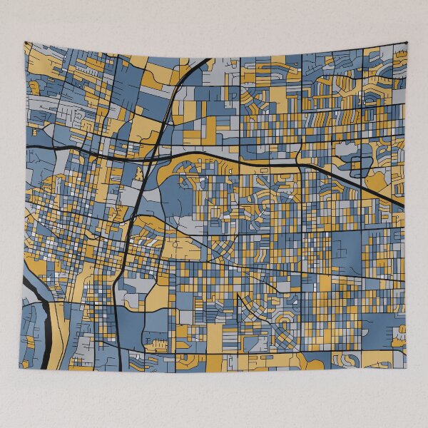 Item preview, Albuquerque Map Pattern in Blue & Gold designed and sold by PatternMaps.