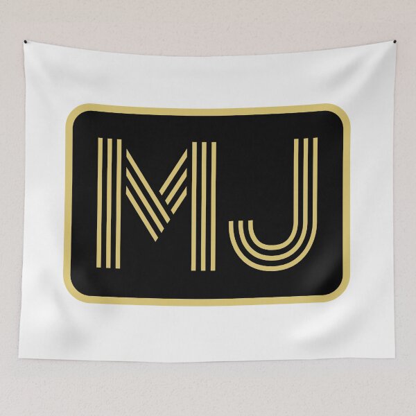 Aperçu de l'œuvre MJ Initiales Lettres Géométriques Dorées créée et vendue par Jeallan Designs.