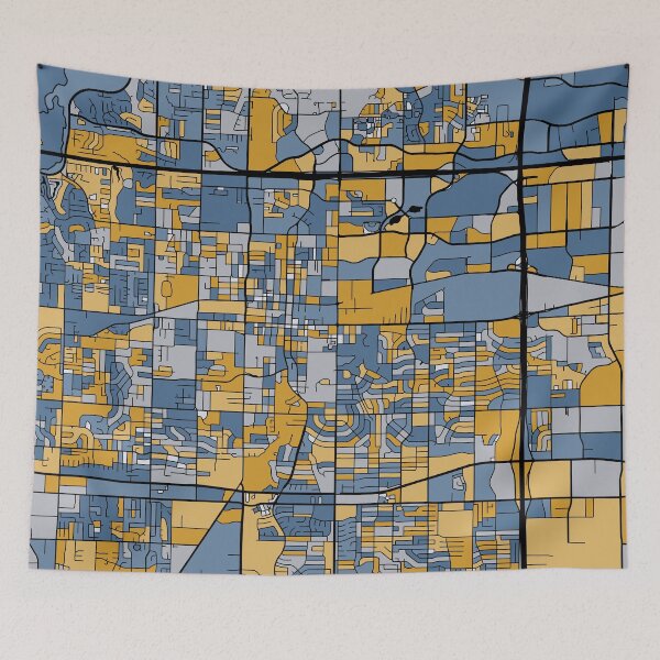 Item preview, Arlington Map Pattern in Blue & Gold designed and sold by PatternMaps.