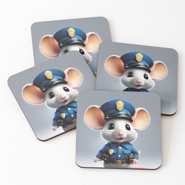 Item preview, cute mouse, policeman designed and sold by Mauswohn.