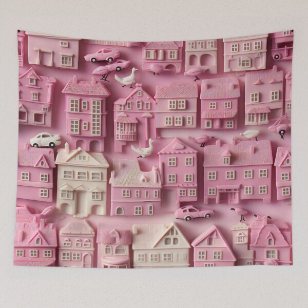 Item preview, Pink Biscuit City Seamless Pattern designed and sold by Promptagram.