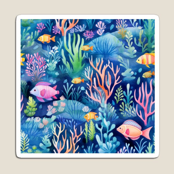 Aperçu de l'œuvre Merveilles de l'océan Modèle sans couture aquarelle marine créée et vendue par PutsGroup.