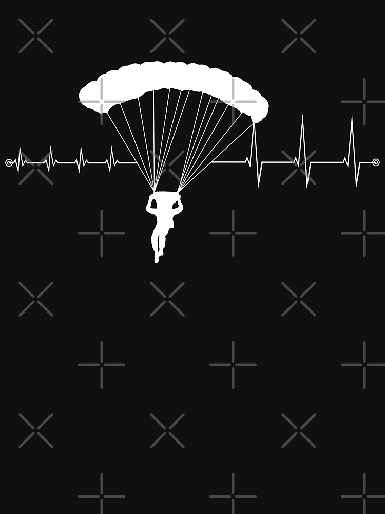 Aperçu 7 sur 7. T-shirt essentiel avec l'œuvre Parachutisme cardiaque - parachutisme créée et vendue par Juttas-Shirts.