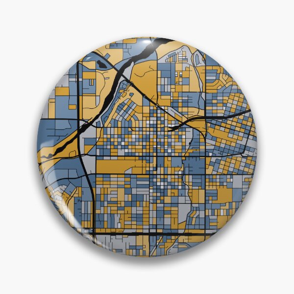 Item preview, Bakersfield Map Pattern in Blue & Gold designed and sold by PatternMaps.
