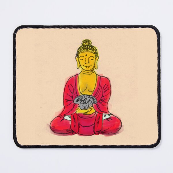 Item preview, Buddha meditates with cat designed and sold by jerryviaja.