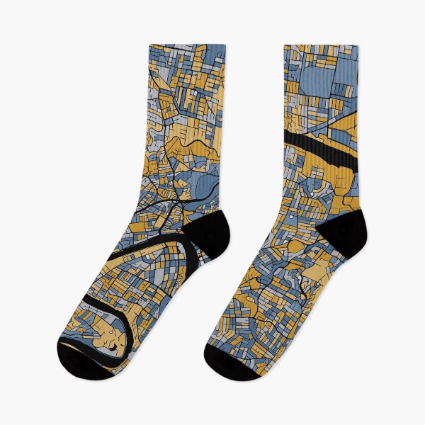 Item preview, Brisbane Map Pattern in Blue & Gold designed and sold by PatternMaps.
