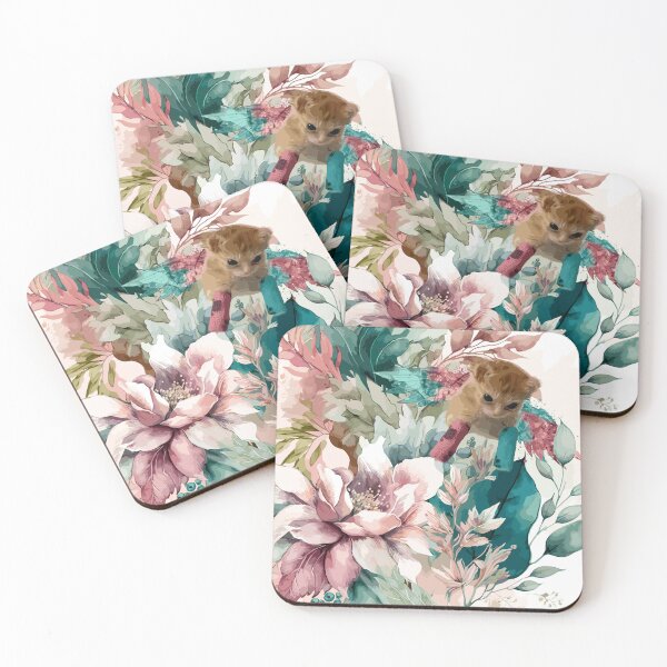 Item preview, Tater Tot now flying in Heavens garden - pastel color floral painting designed and sold by EmeraldeaArt.