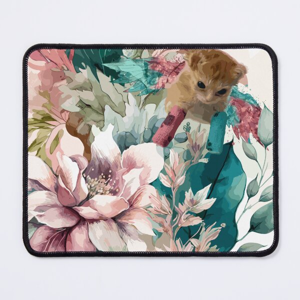 Item preview, Tater Tot now flying in Heavens garden - pastel color floral painting designed and sold by EmeraldeaArt.