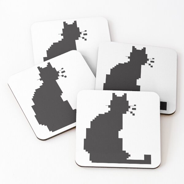 Item preview, Pixel art black cat silhouette designed and sold by twisted-dot.
