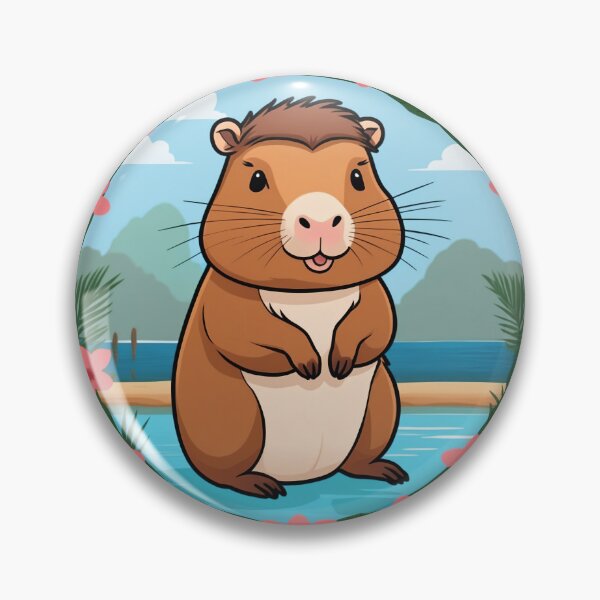 Artikelvorschau, Capybara inmitten blühender Blüten entworfen und verkauft von IMUZEN.
