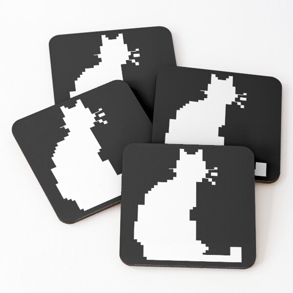Item preview, Pixel art white cat silhouette designed and sold by twisted-dot.