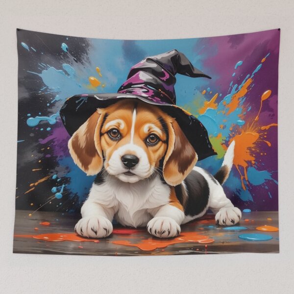 Item preview, Beagle Puppy Portrait With A Halloween Hat designed and sold by Wolfheartart.