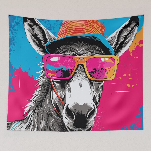 Item preview, Neon Pop Art Donkey: Blending Retro Aesthetics with Spanish Flair designed and sold by TheFrenchVegan.