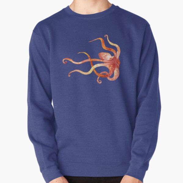 Watercolor Octopus - Red and Orange Pullover Sweatshirt