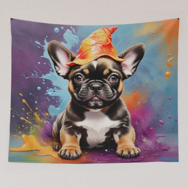 Item preview, French Bulldog Puppy Portrait With A Halloween Hat designed and sold by Wolfheartart.