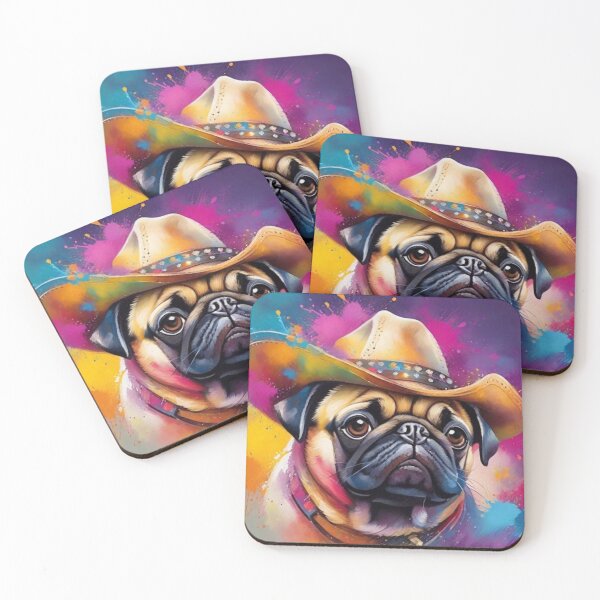 Item preview, Pug Dog Portrait With A Cowboy Hat designed and sold by Wolfheartart.