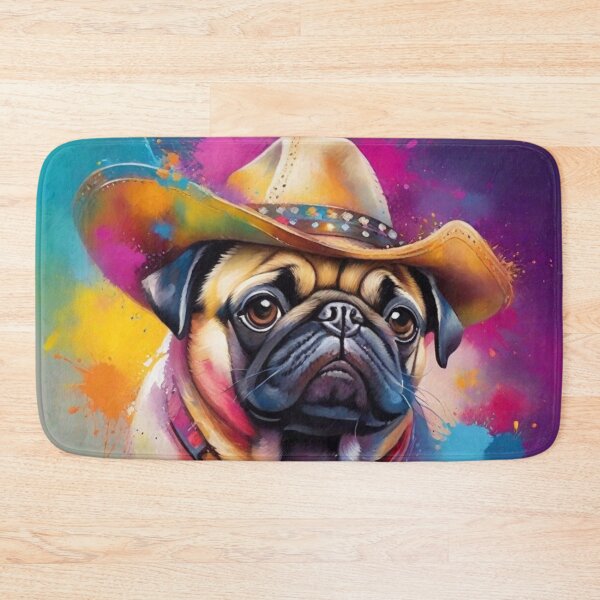 Item preview, Pug Dog Portrait With A Cowboy Hat designed and sold by Wolfheartart.