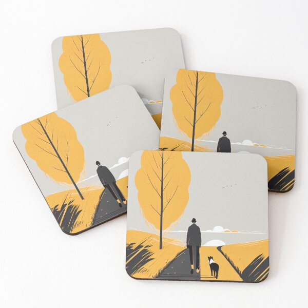 Item preview, Man and dog walk on the countryside road  designed and sold by JadesignFang.