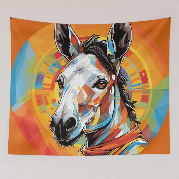 Item preview, Pop Art Donkey with Curled Mustache: Vibrant Spanish Aesthetics designed and sold by TheFrenchVegan.