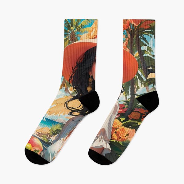 Item preview, Summer Vacation Woman Enjoying Holidays Hot Beach Art Summer Resort Elegant Beach. designed and sold by TriniTeeClub.